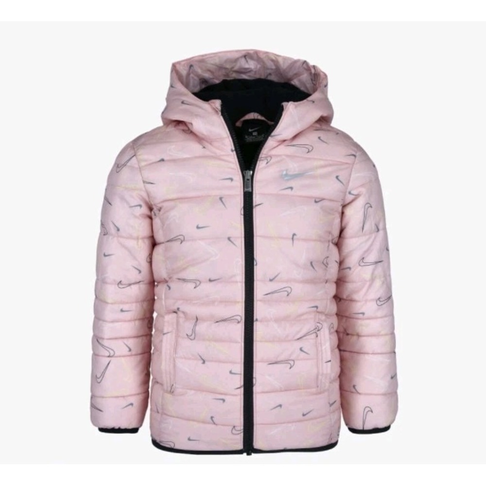 NWT Nike Little Kids' Full-Zip Puffer Jacket  (36H883 A9Y) Pink Foam Size 4/XS